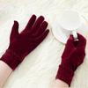Winter Outdoor Warm Solid Women Soft Elastic Driving Gloves Full Finger Mittens Gold Velvet Gloves