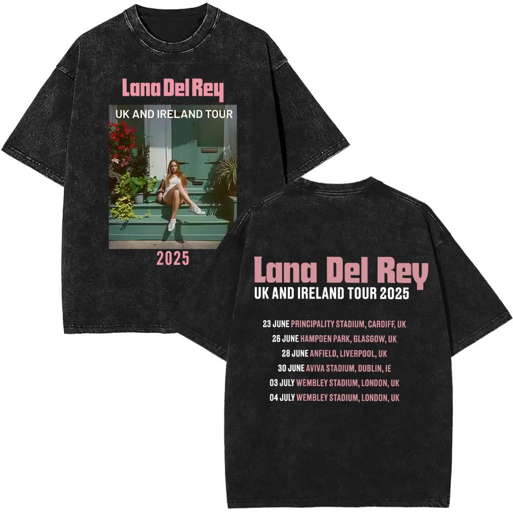 Washed Vintage WashedLana Del Rey Tour Tshirt Men Women Hip Hop Fashion Pop Music Tshirts Unisex Casual Cotton T Shirts