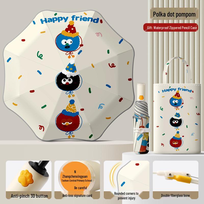 Автоматический складной детский зонт двойного назначения с кольцевой пряжкой – Защита от солнца для школьников и школьниц