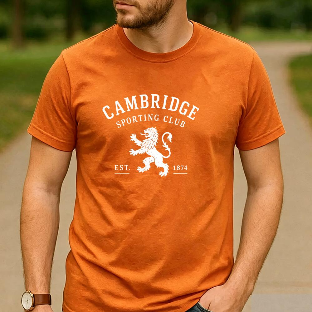 Cambridge Sporting Club Lion Est 1874 Graphic T Shirt Unisex Crew Neck Short Sleeve Sports Fan Holiday Gift Tee