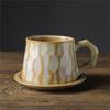 Kiln Coffee Cup And Saucer Set, Retro Ceramic Cup Creative Afternoon Tea Mug, Cappuccino Latte Coffee Cup