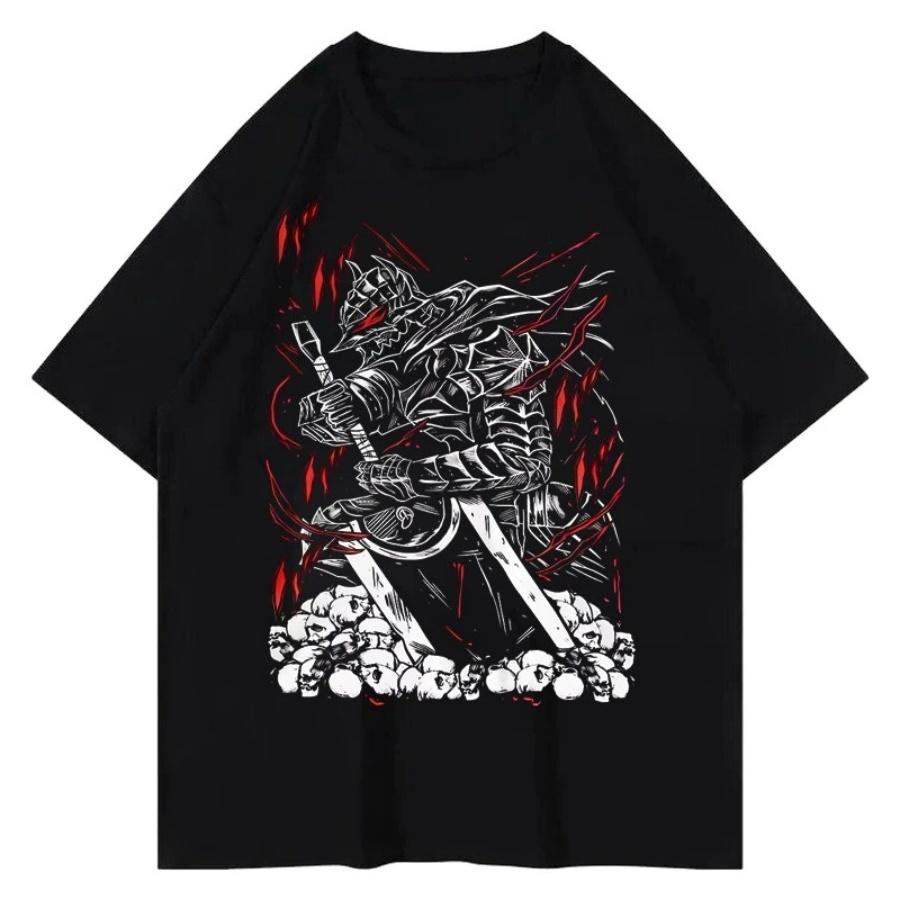 Летняя мужская одежда Аниме Berserk Принт Графические футболки Y2k Одежда Оверсайз Хлопковые женские футболки с коротким рукавом Топы Харадзюку