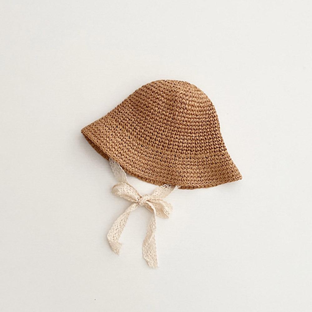 Spring Summer Children Straw Hats Outdoor Baby Sun Hat Trendy Lace Ribbon Straw Hat for Kids