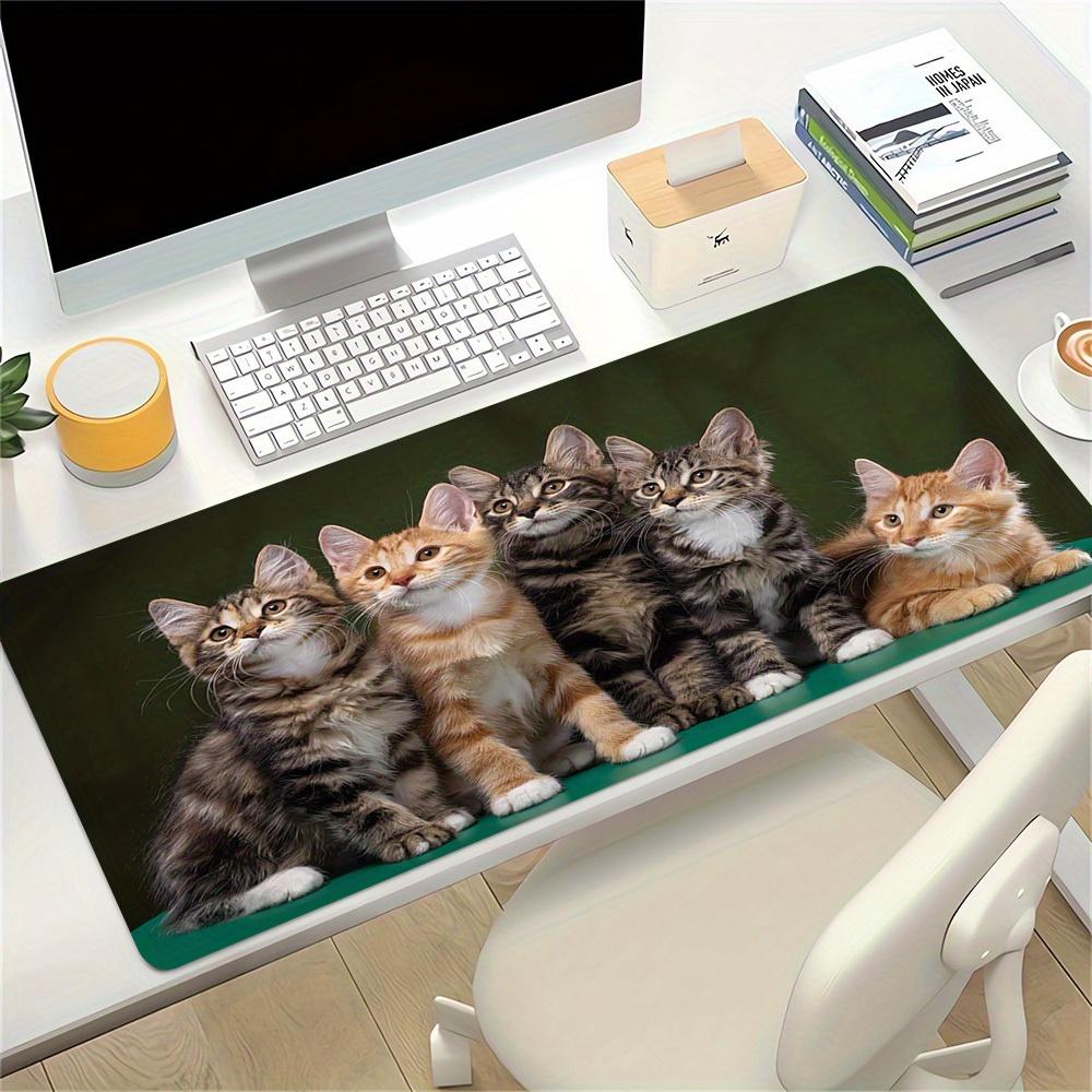 1pc Large Gaming Mouse Pad, UV Reactive Non-Slip Desk Mat, Washable PolyesterCate, Feline, AdorableComputer Pad with Vibrant Game Machine Pr