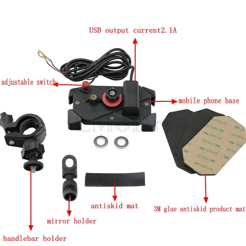 LMoDri Bracket Motorcycle Handlebar Mount Holder Telescopic Phone Holder With USB Charger Charging For