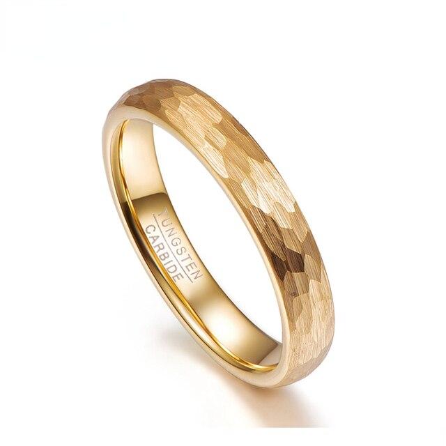 6 мм 4 мм 18-каратное позолоченное кованое кольцо из карбида вольфрама, куполообразная удобная посадка, обручальное кольцо, размер 5-12