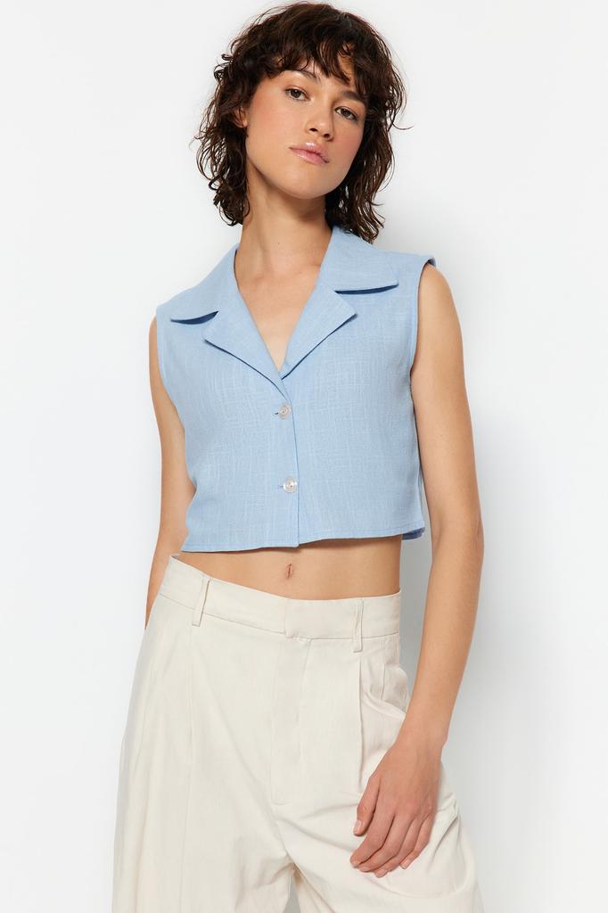 Women's Fashion Shirt Shirt Collar Sleeveless Red Pleated Fitted Waist-Fitting Woven Shirt