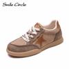 Женская повседневная обувь из натуральной кожи с круглым носком на шнуровке, модные удобные кроссовки