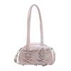 Fashionable Lace Embellished Shoulder Bag Bowknot Design PU Leather Crossbody Bags Casual Underarm Purse For Women  Pink