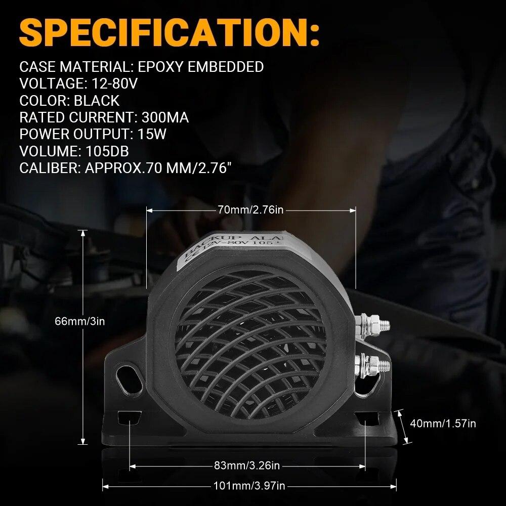 105 дБ резервная сирена, звуковой сигнал, зуммер, предупреждающая сигнализация, 12 В, 24 В-80 В, звуковой сигнал для автомобиля, грузовика, напоминания о движении задним ходом