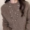 Элегантный двухслойный искусственный жемчуг свитер ожерелье для женщин женские воротники длинное цепное ожерелье