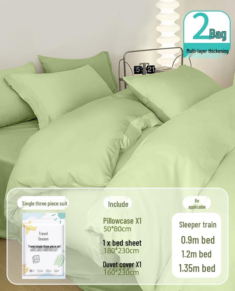 Portable Disposable Bed Sheet & Pillowcase Set: Anti-Dirty, Thickened Four-Piece Travel Kit for Double & Single Beds