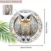 Cool Owl Wooden Sign, Funky Owl Round Sign for Front Door Wall Hanging Decor, Ideal Home Hanging Ornament