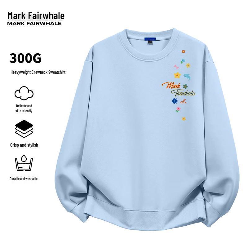 Mark Fairwhale Мужская ретро-толстовка с круглым вырезом и принтом букв, тяжелый вес