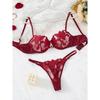 Transparent Floral Two Pieces Exquisite Lace Lingerie Set Ultrathin Bra Briefs Set Solid Exotic Lingerie For Ladies 23171A