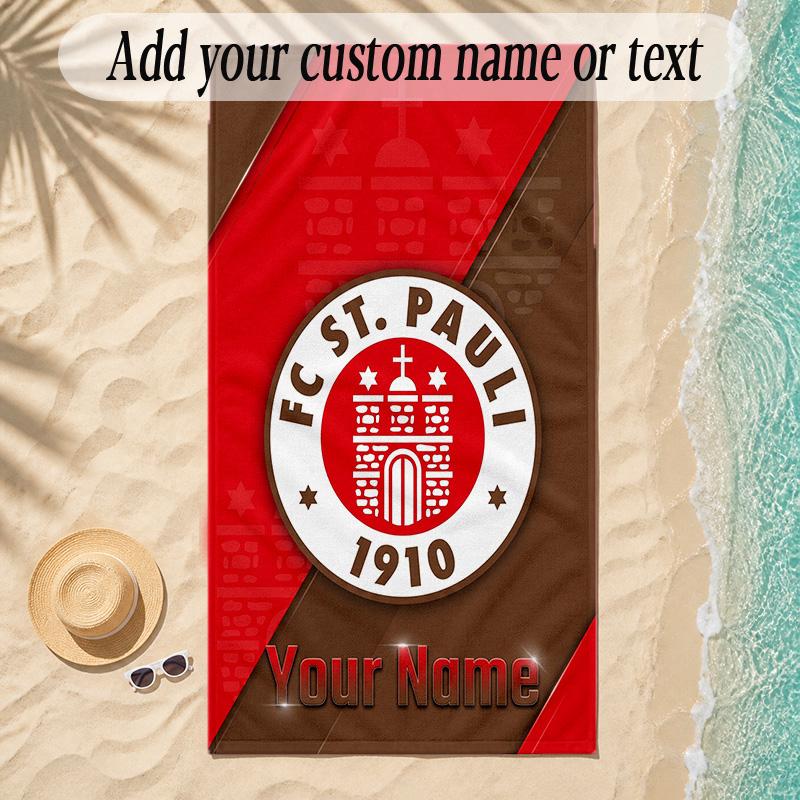 Beach TowelFC St. Pauli Custom Name Text Personalized Soft Towel for Beach Pool Indoor Home Decor Gift