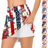 Women's Casual High Waist  Print Short Half Skirt Sports Skirt Pleated Skirt