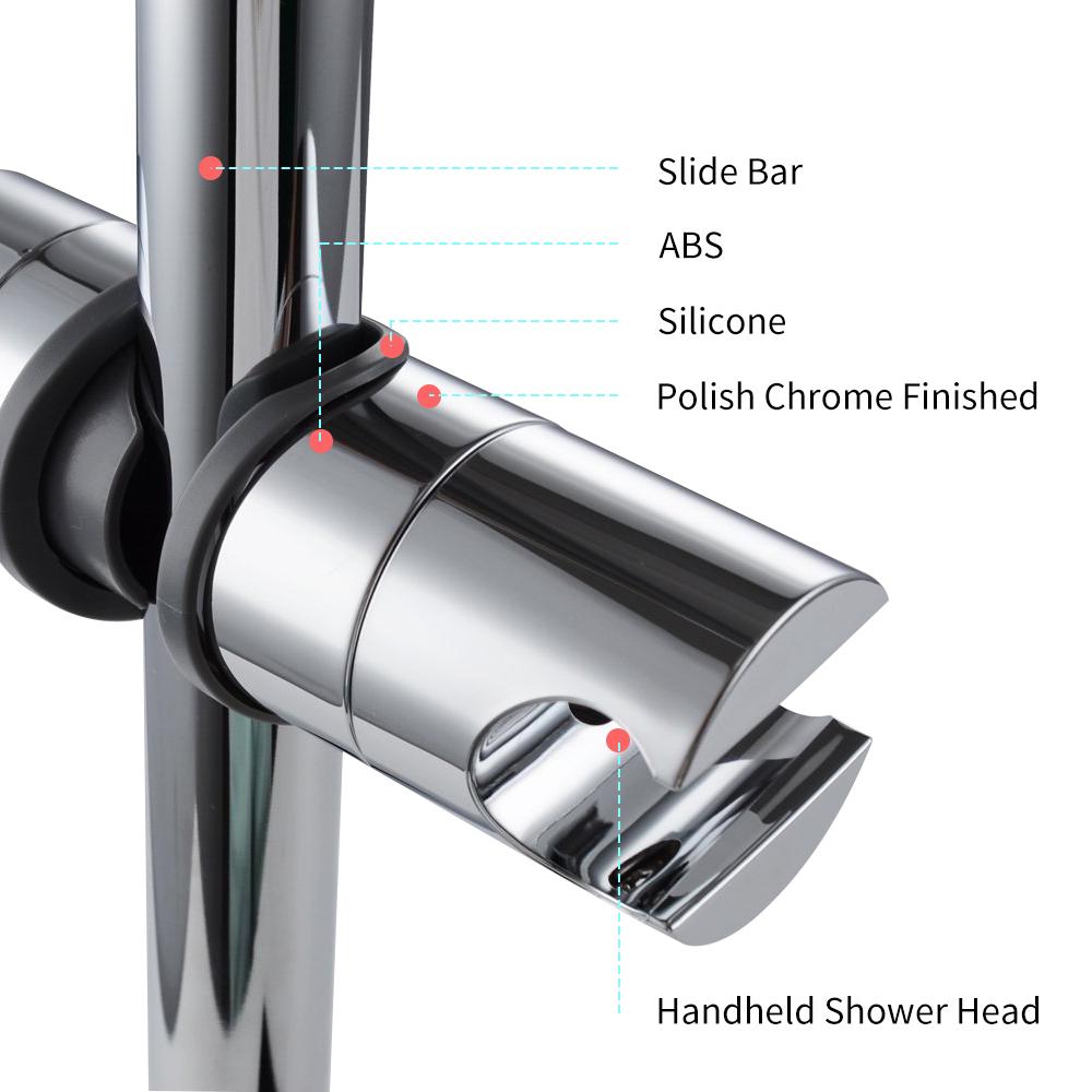 Регулируемый кронштейн для ручного душа для направляющей, диаметр 18-25 мм, полированный хром, сменный портативный портативный вариант