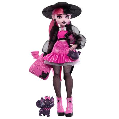 Кукла Дракулаура из серии Monster High Pet Bat Count Fabulous и аксессуары, включая рюкзак, книгу заклинаний, ланч-бокс