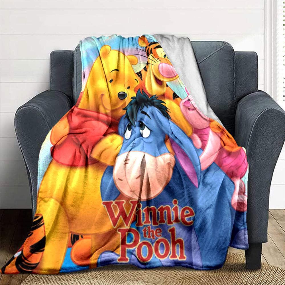 Winnie Pooh Friends Flannel Blanket Super Soft Warm Cozy Blanket For Sofa Bed Office Travel Allseason Home Decor Gift