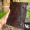 Handmade Pentagram Leather Journal With Lock,  Diary, Spell Book Of Shadows Journal, Leather Diary, Lockable Journal. ( Lined Pages )