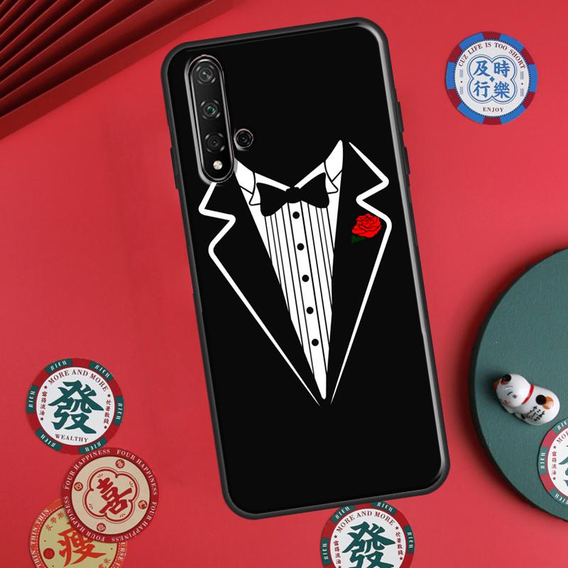 Man Suit Shirt Tie For Huawei P30 P20 P40 Lite P60 Pro Nova 5T 12s 12i 11i Y90 Y70 Y60 Y61 Y91 Y72 9 10 SE Case
