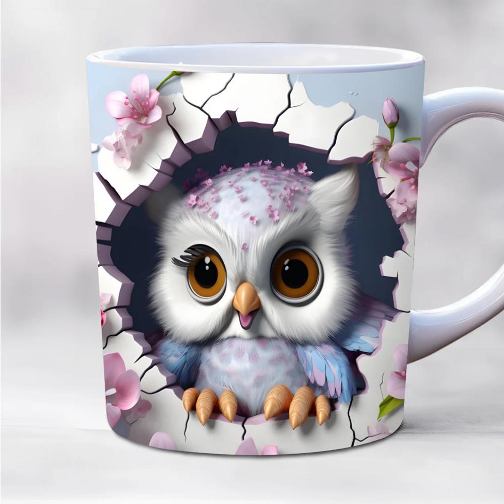 3D cute owl mug 11oz creative coffee mug bird lover friends christmas gift mug home juice cup