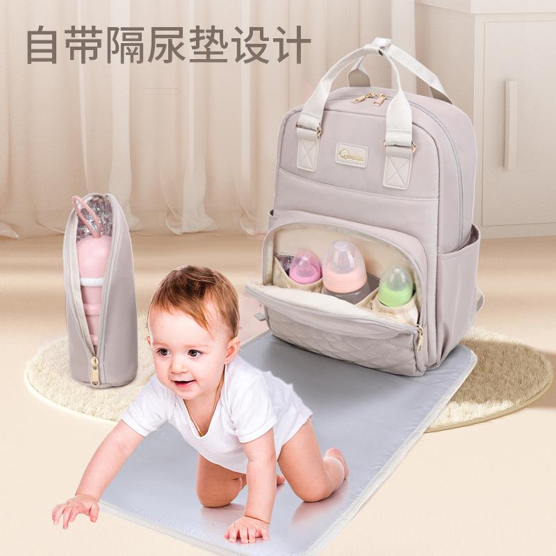 New stylish mommy bag, large-capacity diaper bag for outings, functional tote bag, waterproof bag, and backpack