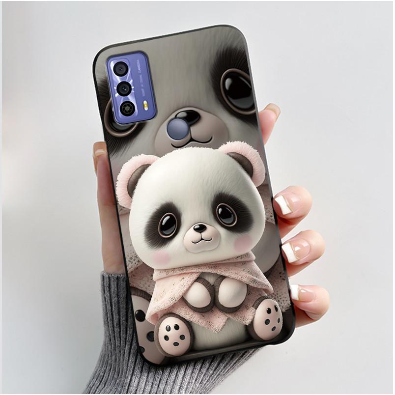 New Design Case For TCL 20B (6159K) Fashionable Black Love Pattern Shockproof Protective Cover Soft Silicone Black Case