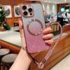 For iPhone 16 Pro Max Case Compatible with MagSafe Electroplated Gradient Glitter Phone Cover with Lanyard