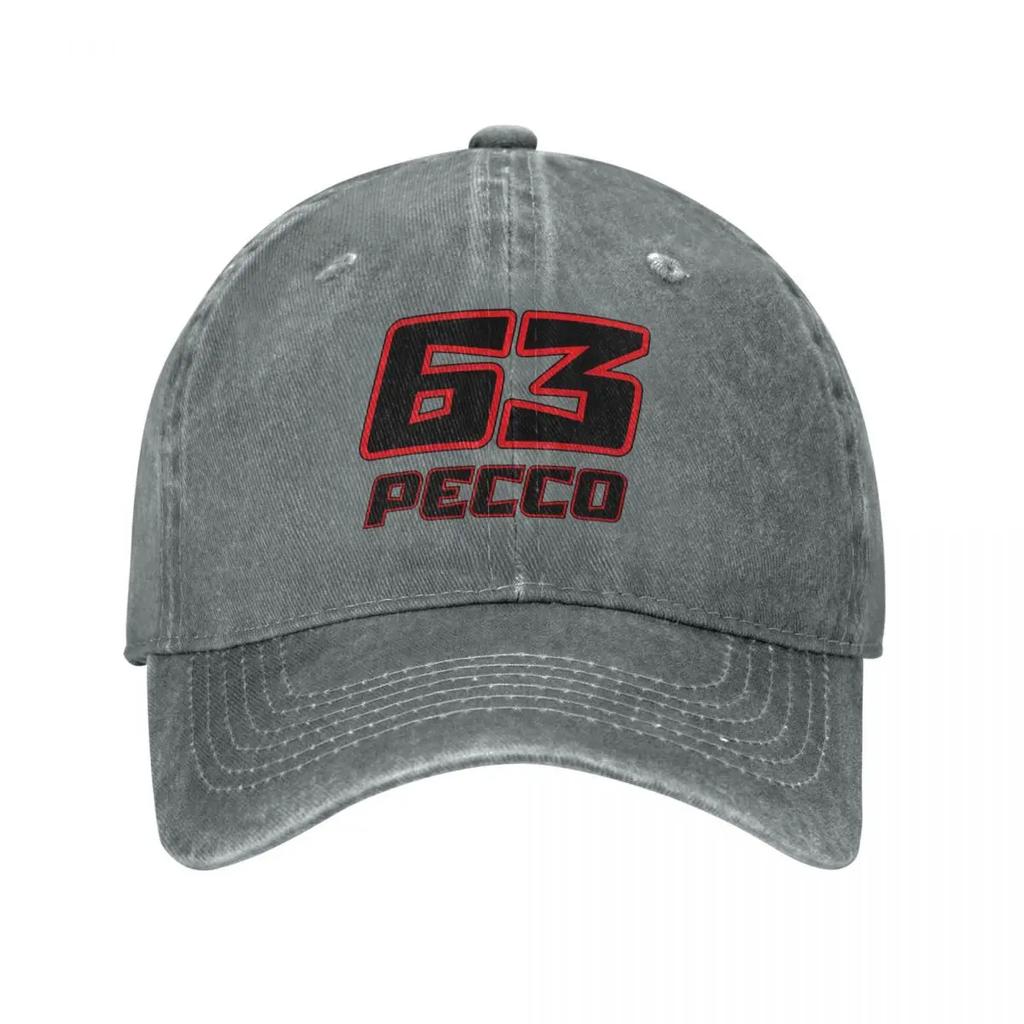 Винтажная бейсболка Pecco Bagnaia 63 унисекс из потертого хлопка Snapback для мотоциклетных гонок на открытом воздухе всесезонная подарочная кепка для путешествий