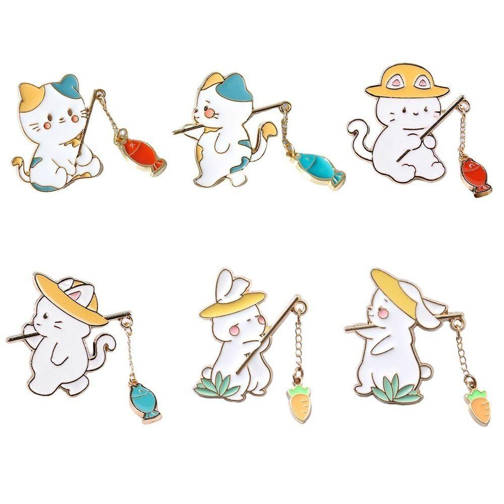 Мультяшный дизайн Значок-пин с животным Эмалевое покрытие Мультяшный кот Пин Креативная брошь Аниме значки