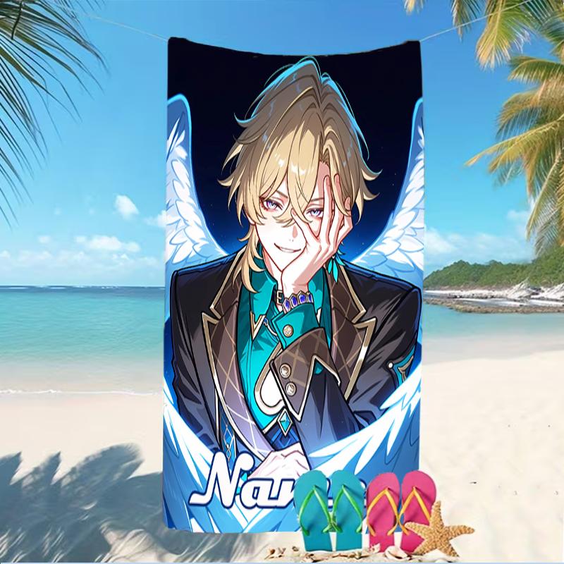 Customizable personalized beach towels Anime Honkai Star Rail Aventurine themed designs.Suitable for the beach, yoga, sports;ideal as beach accessorie