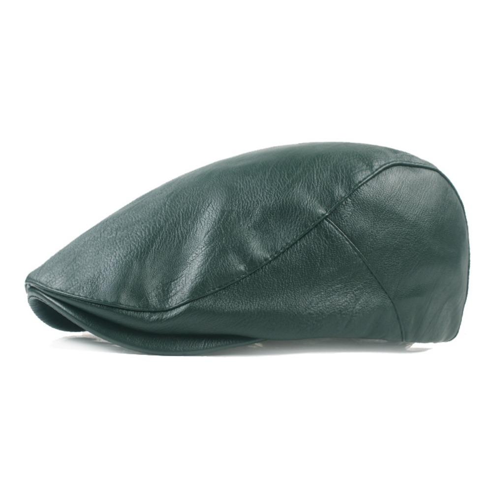 Adjustable Button Painter Cap PU Leather Newsboy Caps Vintage Autumn Winter Hat Women Men
