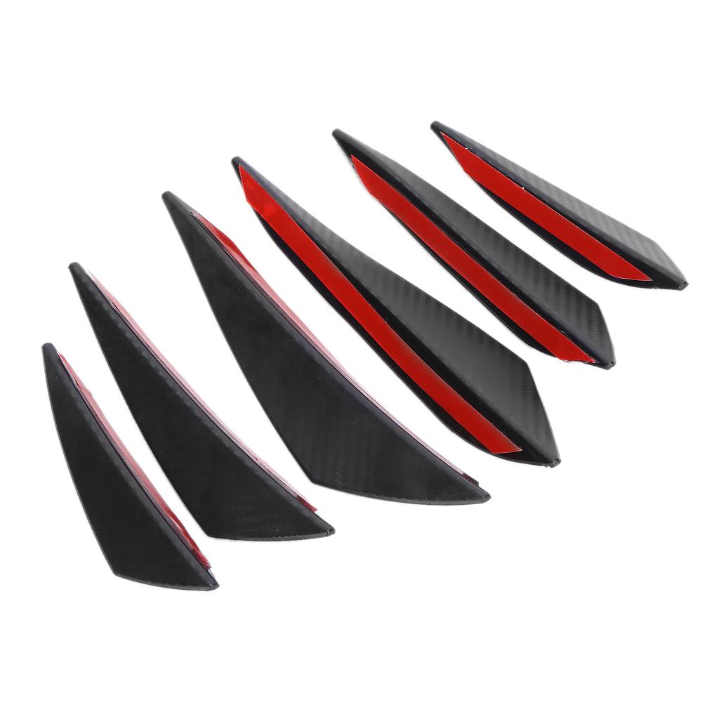 6pcs Front Bumper Lip Fin Splitter Canard Sticker Black Carbon Fiber Style Car Styling Universal