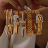 Легкий роскошный стильный ремешок с узором из титановой стали, позолоченный, креативный дизайн браслета, инкрустированный бриллиантами, комплект ювелирных изделий
