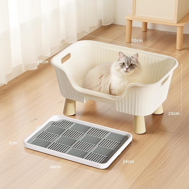 Простой полузакрытый лоток для кошачьего туалета большой вместимости с защитой от брызг и увеличенной высотой, уборочный таз, товары для питомцев