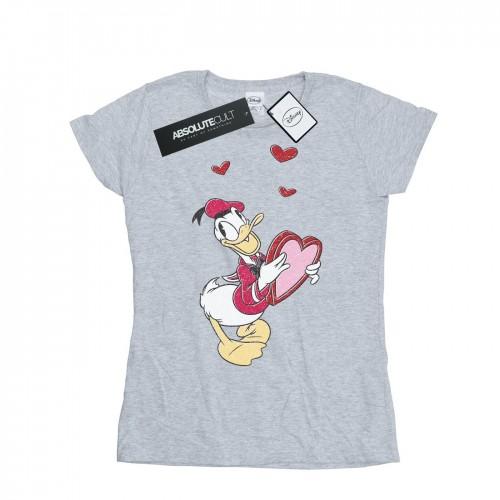 Disney Womens/Ladies Donald Duck Love Heart Cotton T-Shirt