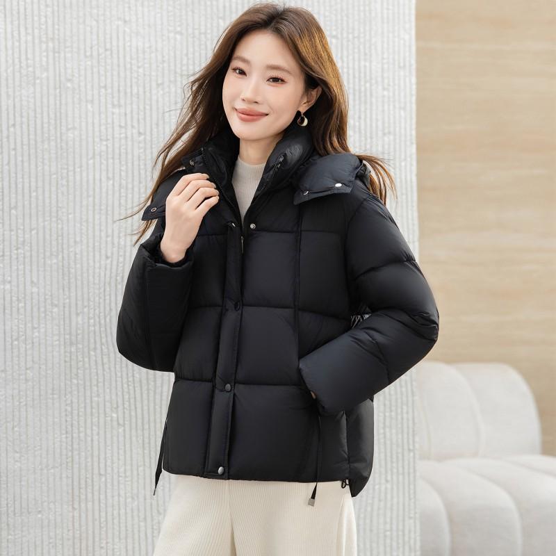 Womens Short Puffer Jacket 2026 Winter Hooded Cotton-Padded Coat Loose Fit Warm Outerwear