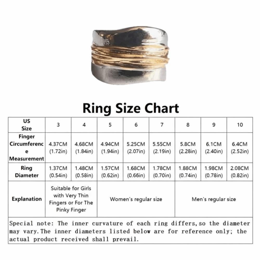 Engraved Line Two-tone Ring Double Layer Punk Style Ring  Holiday Accessories