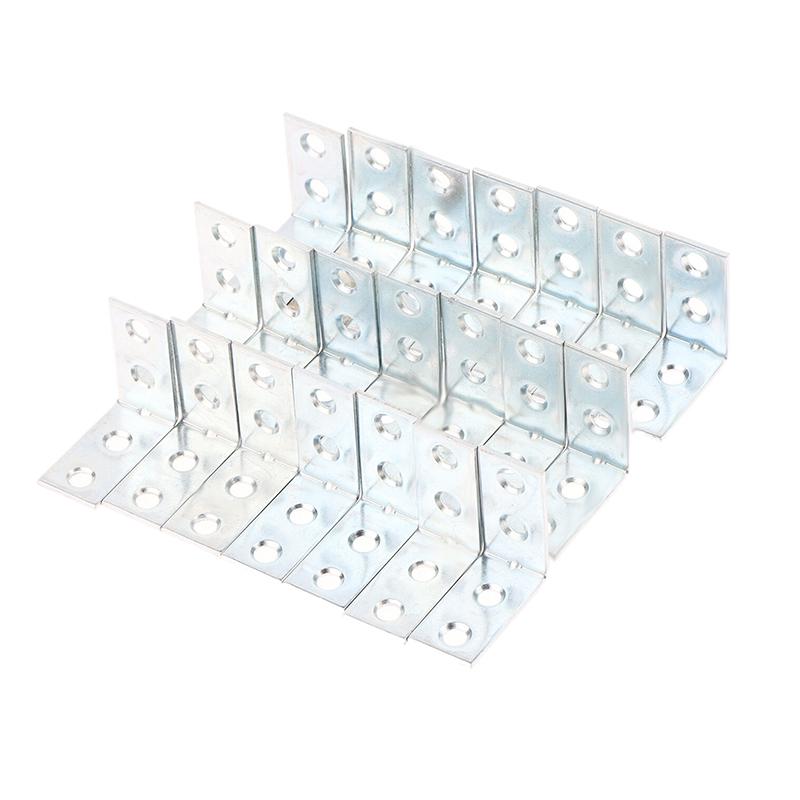 20 шт. L-образных угловых кронштейнов Металлические угловые скобы Кронштейн для полки ящика Настенный кронштейн Фиксация Прямоугольные угловые скобы Мебельная фурнитура