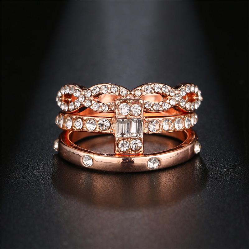 3Pcs/Set Infinity Rings Set Women Girls Crystal Twist Ring Couples Female Engagement Wedding Jewelry