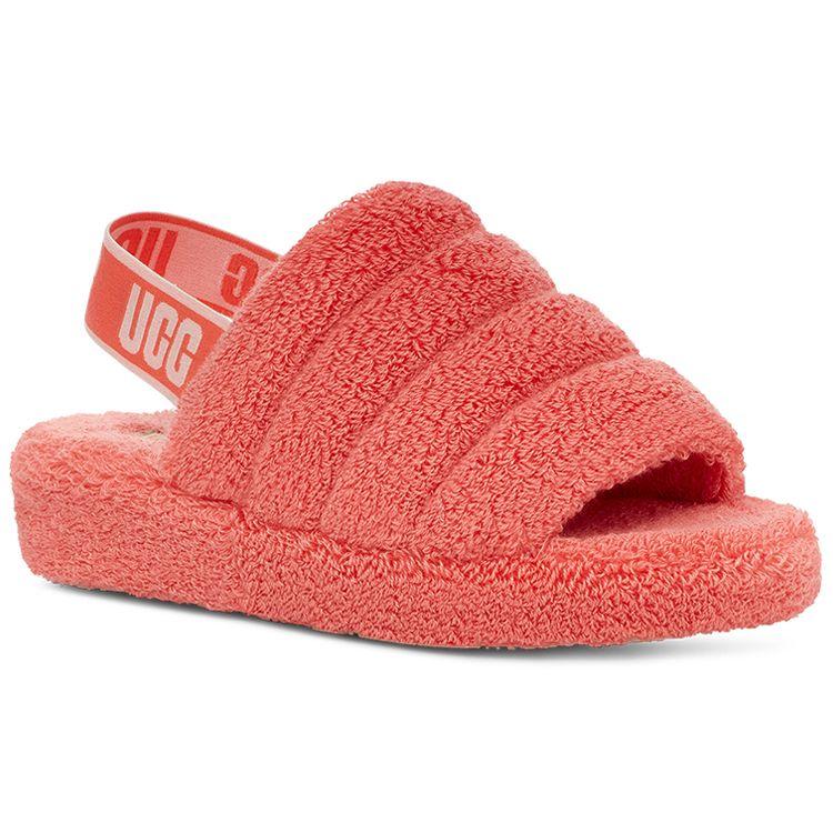 UGG Легкие удобные пушистые сандалии-слайды из ткани Fluff Yeah, женские сандалии персиково-розового цвета 1127116-PBLSS