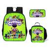 Kids School Backpack Set With Cartoon Smiling Creatures - 3-Piece Oxford Fabric Bag Elementary Students