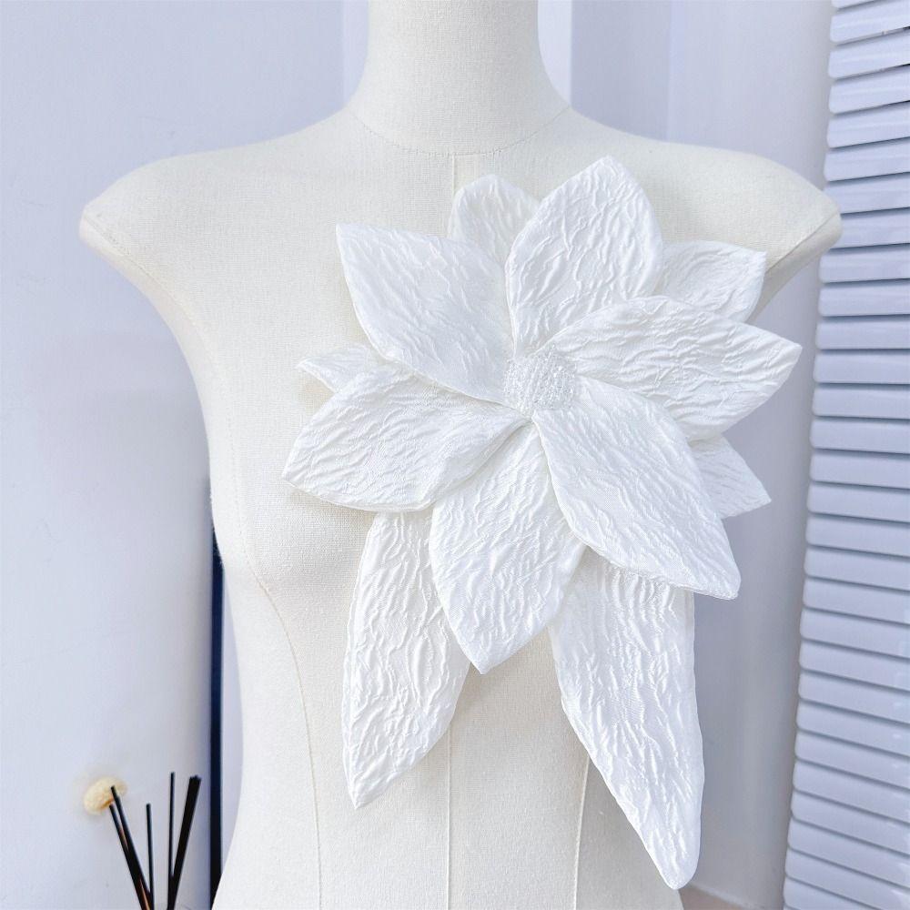 DIY Sew Brooch Applique White Nail Beaded Fashion Dress Clothing Accessories Patch Women