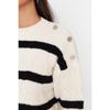 Трикотажный свитер в полоску цвета экрю на пуговицах Tctaw23ak00063