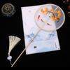 Clothing Acceessories Home Decoration With Tassel Long Handle Chinese Retro Style Embroidery Handheld Fan Pearl Edging