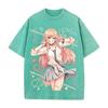 Kitagawa Marin Print T-shirt Anime My Dress Up Darling Clothing Men Women Loose Tshirts Vintage Washed T Shirt Cotton Streetwear