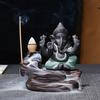 Ganesha Backflow Incense Burner Elephant God Emblem Auspicious and Success Ceramic Cone Censer Home Decor Incense Stick Holder