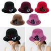 Ladies Casual Basin Hat Bowler Hat With Flower Wool Hats Fedoras Cap Dome Hat